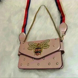 Fashion gg purse metal bee pearl pink